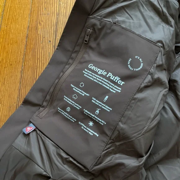 NWOT Halfdays Georgie Puffer Jacket in Spiked Cocoa Brown Espresso Chocolate Ski - Picture 9 of 14